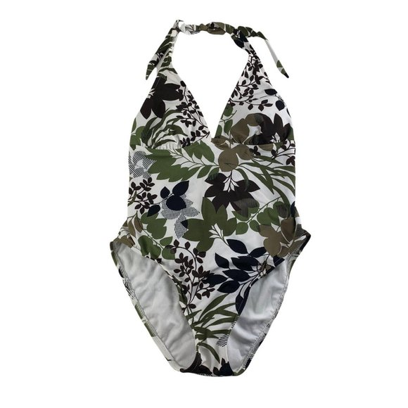 Catalina Other - Catalina Medium 8 10 Swim Suit One Piece Floral CA19006 Olive Green Black White